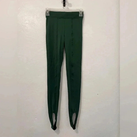 Norba Green Velour Stirrup Leggings Size XS Stretchy High Rise Green‎ - Picture 4 of 10